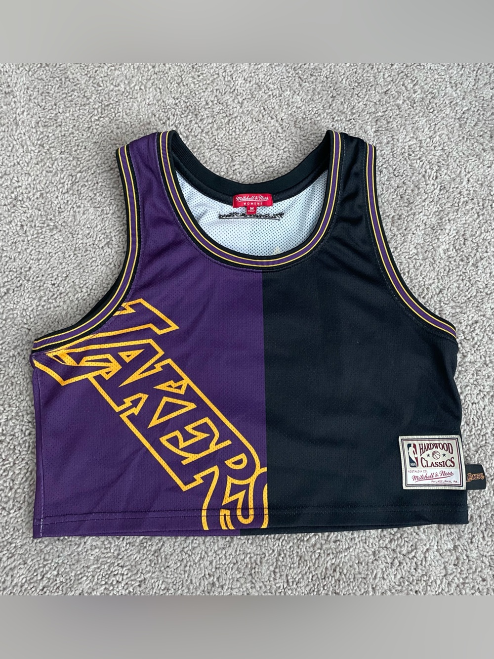 Mitchell & Ness LA Lakers Hardwood Classics Crop Jersey Tank Top Womens Sz M